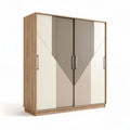 Kast met geometrisch ontwerp in beige en bruin 120 x 60 x 180cm