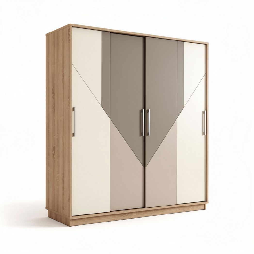 Kast met geometrisch ontwerp in beige en bruin 120 x 60 x 180cm