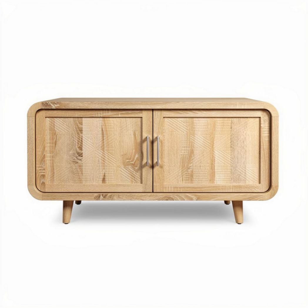 houten tv-kast met twee deuren afmetingen 80 x 40 x 45 cm naturel eiken