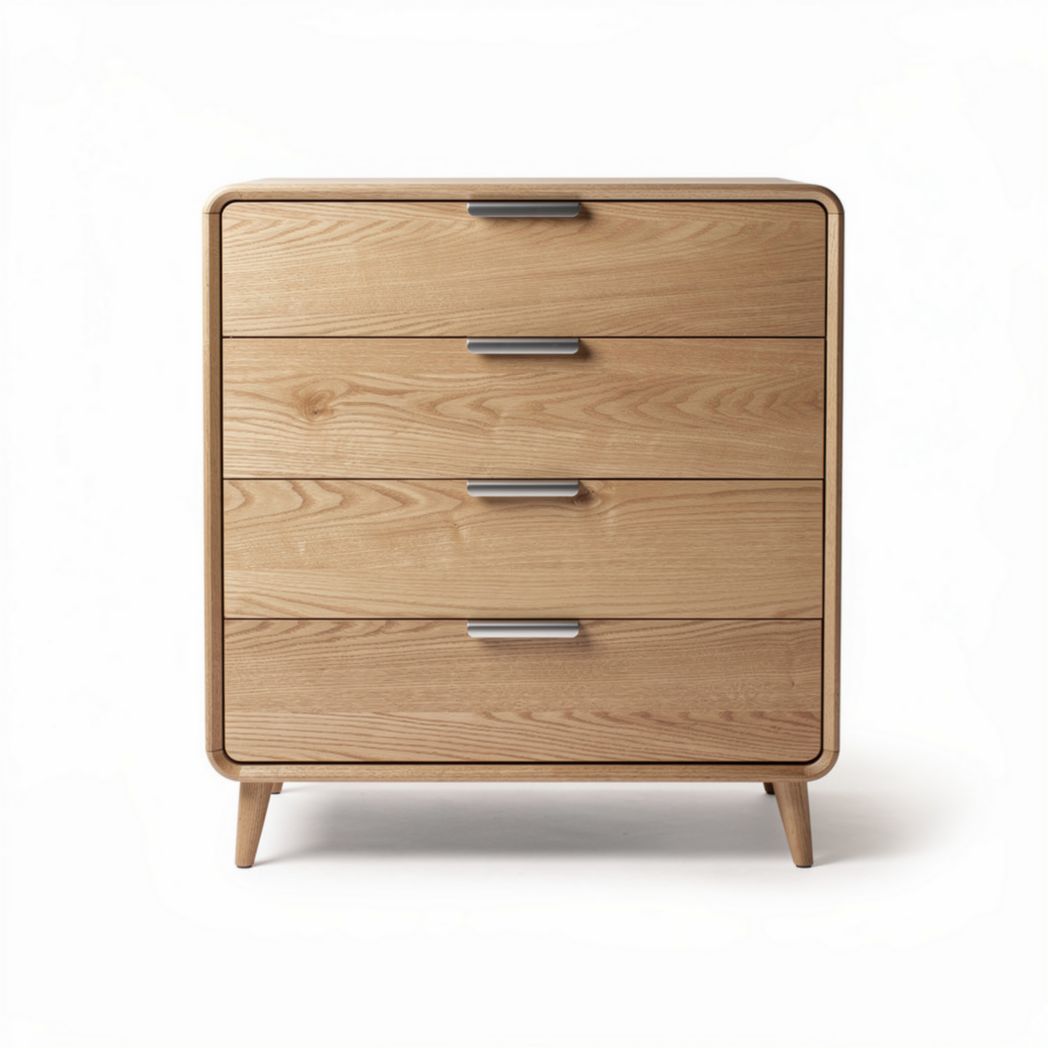houten ladekast met vier lades 50 x 40 x 70 cm in naturel eikenhout