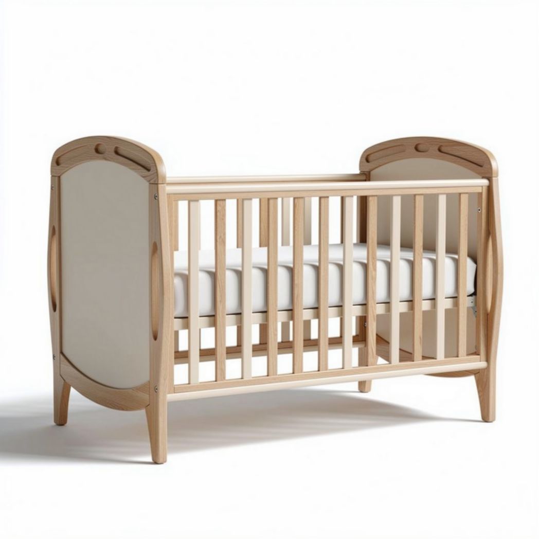 Houten kinderbed 120 x 60 cm met schuim matras en zachte zijpanelen