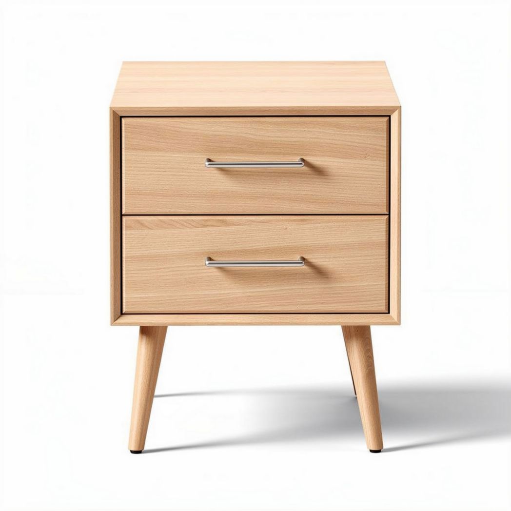 Houten nachtkast met lades in natuurlijk beukenhout 45 x 40 x 50 cm