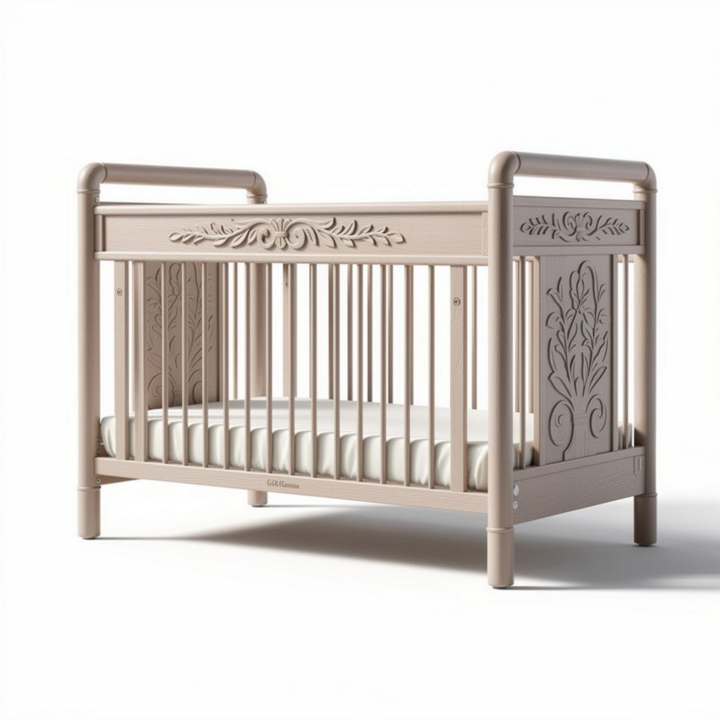 Houten kinderbed met ontwerpen in natural beige 125 x 75 x 90cm