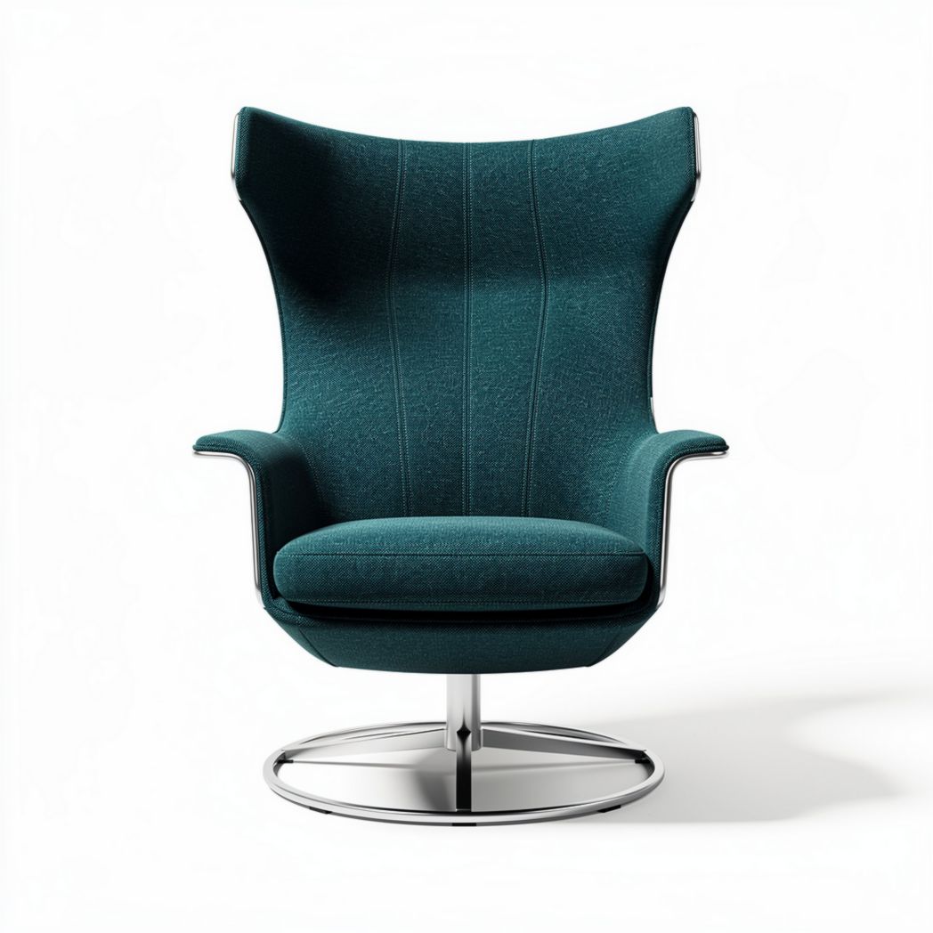 Rotan fauteuil in groen weefsel met metalen onderstel afmetingen 80 x 80 x 110cm