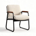 Kant-en-klaar fauteuil met stoffen bekleding en houten armleuningen 70 x 70 x 80cm